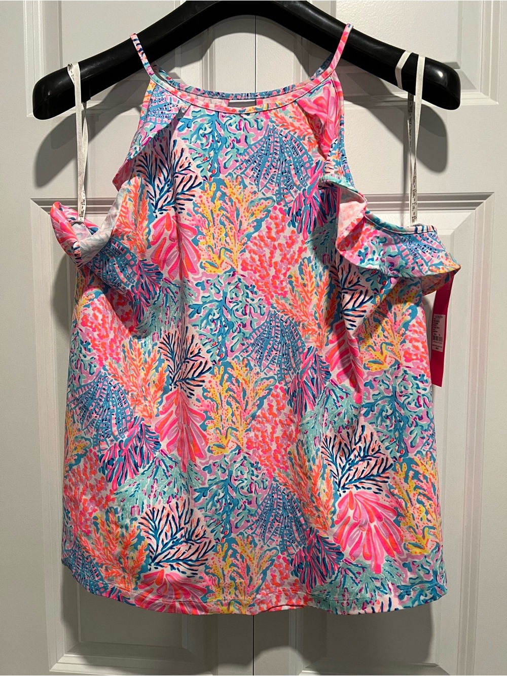 Lilly Pulitzer Multi Splashdance Billie Top in Pink and Coral Accents